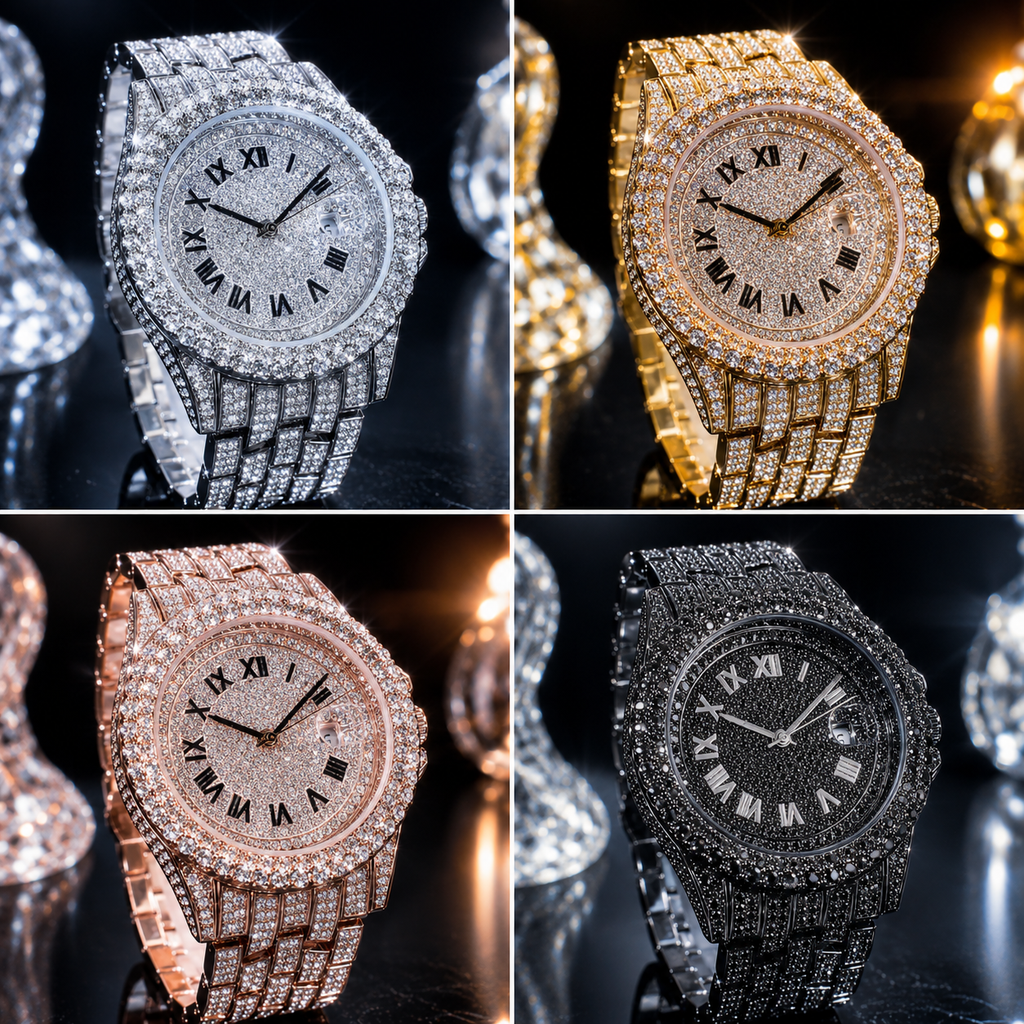 Full Diamond High End Calendar Men's Quartz Watch Gentlemen's Watch