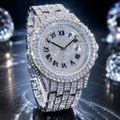 ⌚💎 Full Diamond Men's Quartz Calendar Watch🏆