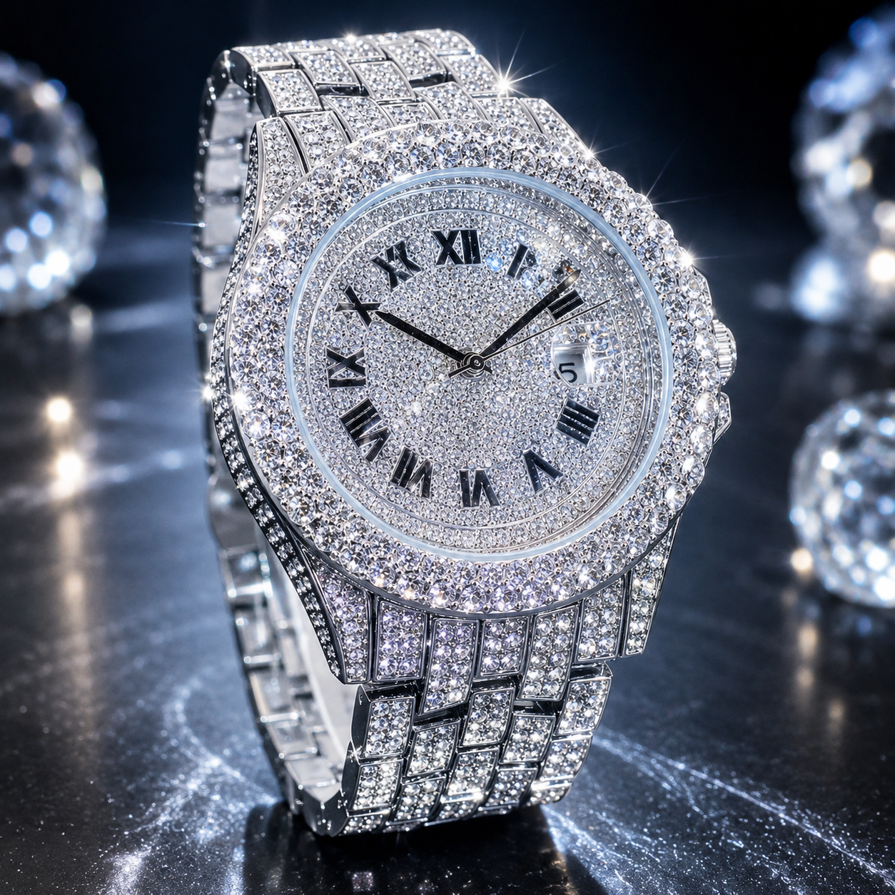 Full Diamond High End Calendar Men's Quartz Watch Gentlemen's Watch