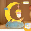 LX EMPIRE Little Angel night light with a yellow crescent moon, blue clouds, and stars. Features a hanging angel figurine.