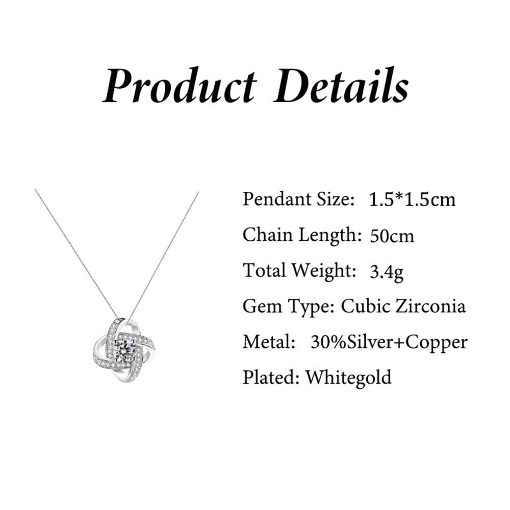 LX EMPIRE silver-plated copper necklace with cubic zirconia pendant, 50cm chain, perfect for gifts.