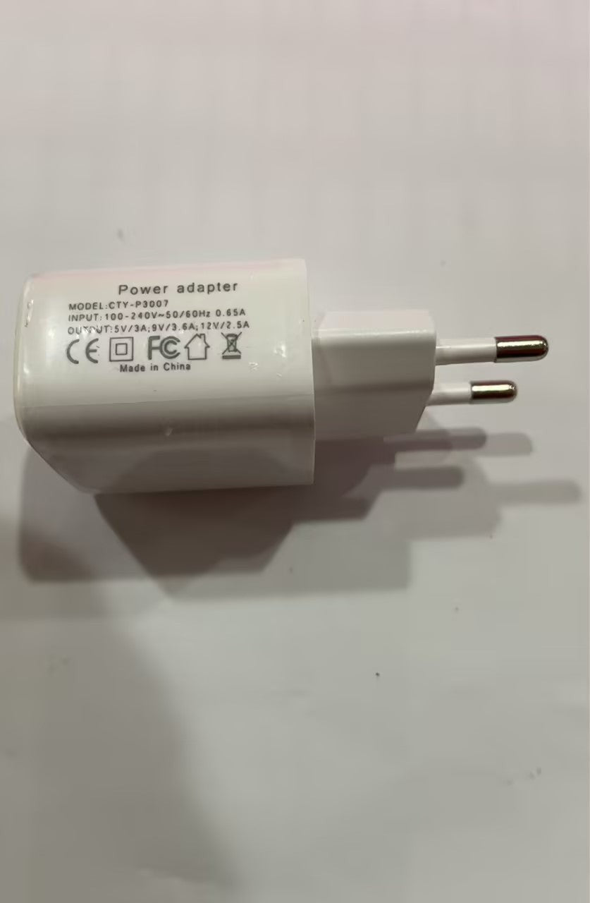 LX EMPIRE white power adapter with EU plug, CE, FC, and RoHS certifications.